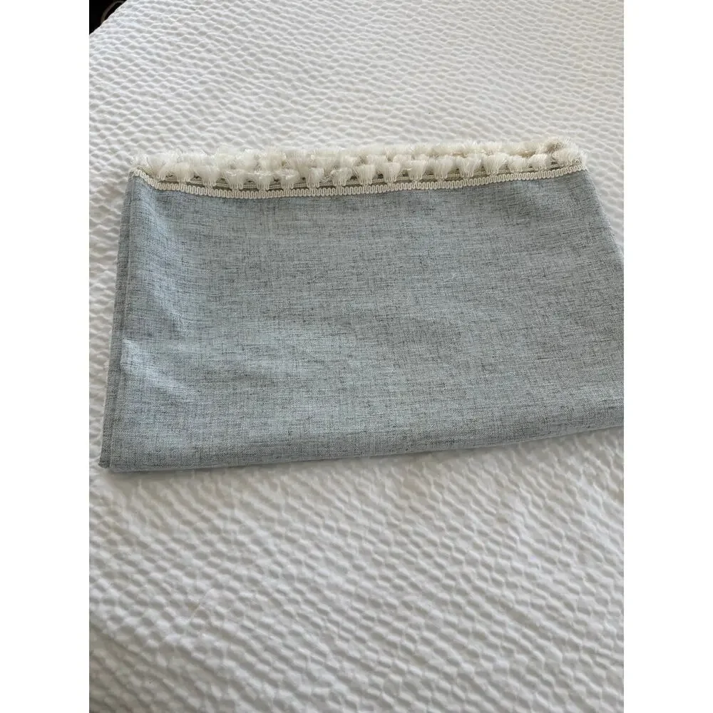 Deconovo Gray Faux Linen Tassel Tablecloth Rectangle 54x88 Boho Farmhouse Dining